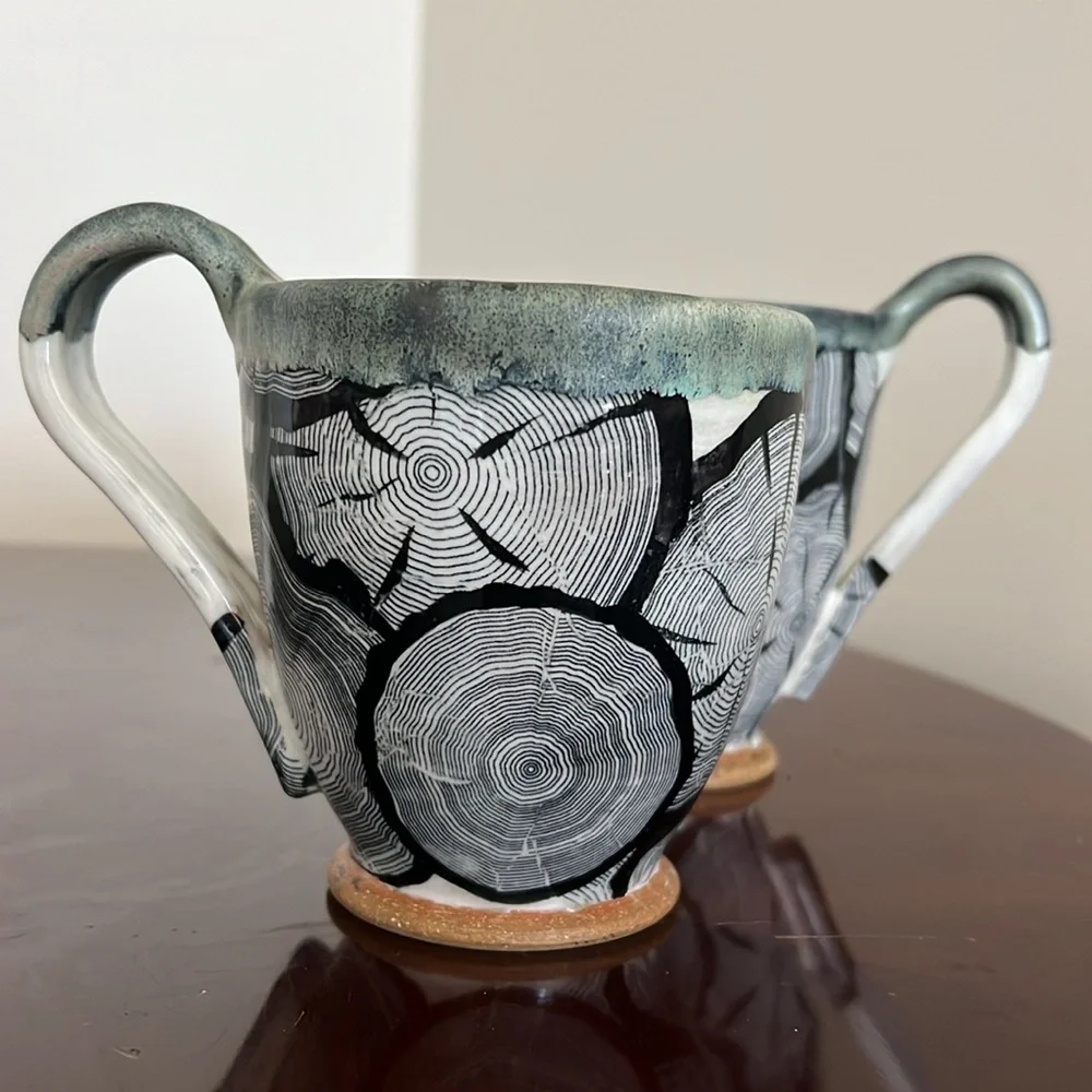 Pottery Nature Inspired Wood Grain 2 Coffee / Tea Mugs - Picture 6 of 14